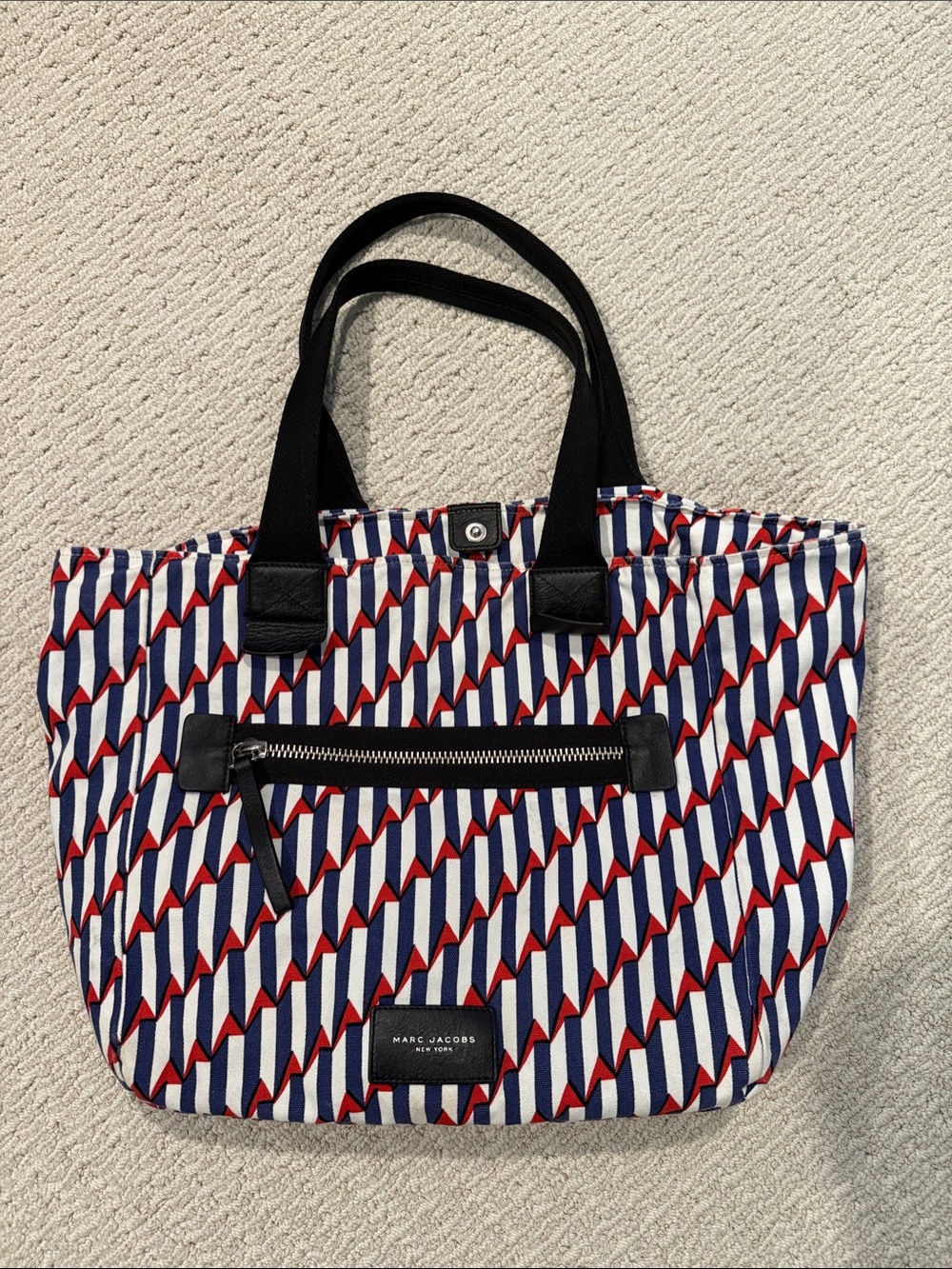 Marc Jacobs Red, Navy & White Geometric Tote